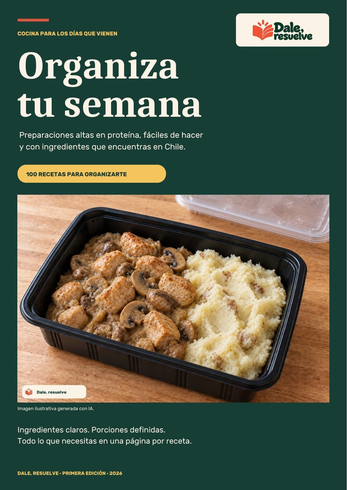 Portada de Organiza tu semana: pollo con champiñones y puré de papas, Dale, resuelve