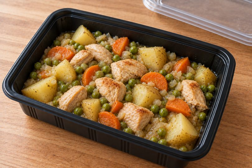 Pollo arvejado con papas y zanahoria